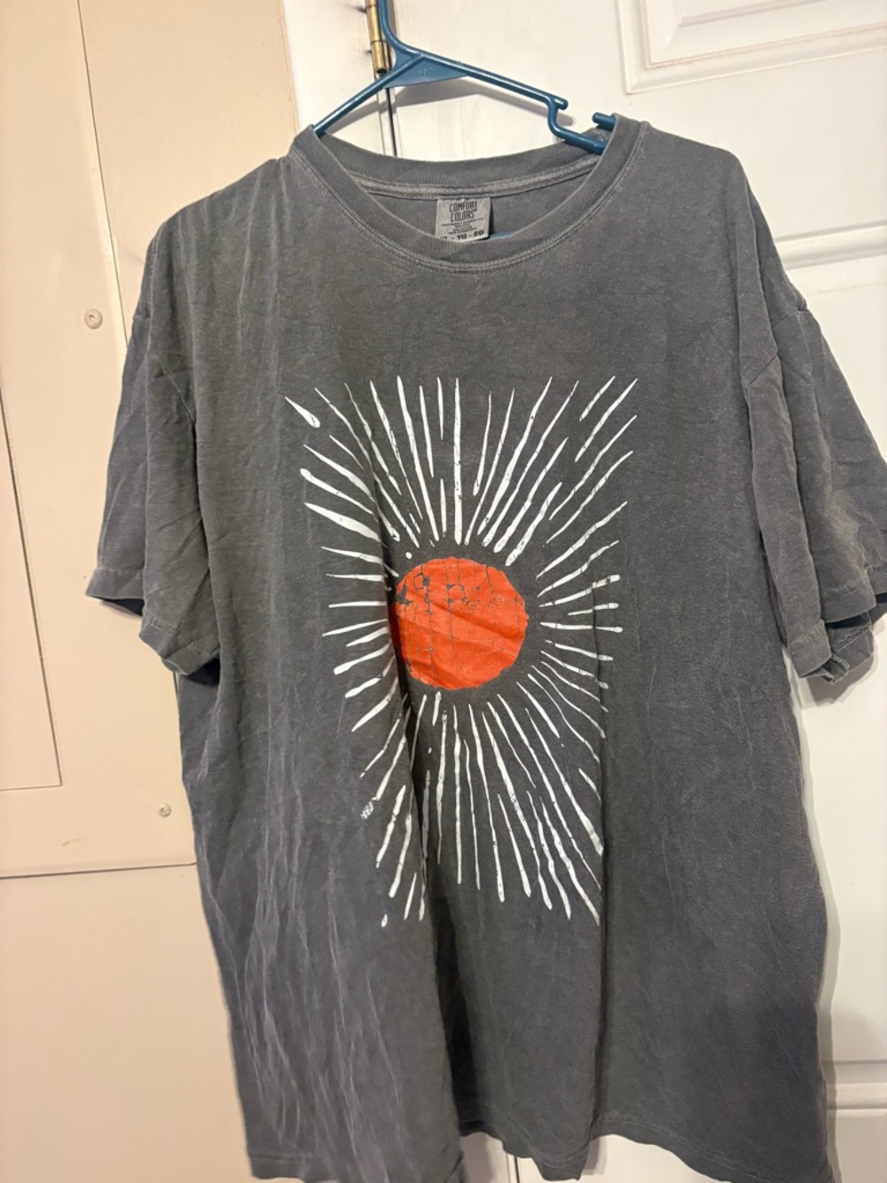 Comfort Colors Gray Graphic Tee with Orange Sunburst Accent